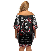Aotearoa Toitu Te Tiriti-Maori Taniwha Family Matching Off Shoulder Short Dress and Hawaiian Shirt Toitu Te Whenua Toitu Te Reo Maori LT03 - Polynesian Pride