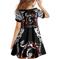 Aotearoa Toitu Te Tiriti-Maori Taniwha Family Matching Short Sleeve Bodycon Dress and Hawaiian Shirt Toitu Te Whenua Toitu Te Reo Maori LT03 - Polynesian Pride