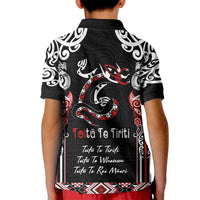 Aotearoa Toitu Te Tiriti-Maori Taniwha Kid Polo Shirt Toitu Te Whenua Toitu Te Reo Maori