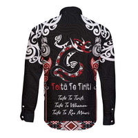 Aotearoa Toitu Te Tiriti-Maori Taniwha Long Sleeve Button Shirt Toitu Te Whenua Toitu Te Reo Maori LT03 - Polynesian Pride