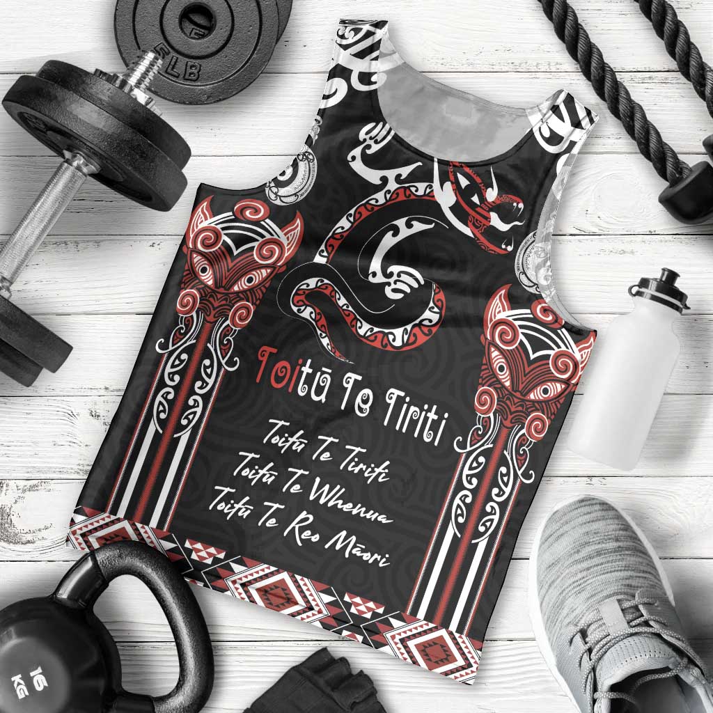 Aotearoa Toitu Te Tiriti-Maori Taniwha Men Tank Top Toitu Te Whenua Toitu Te Reo Maori