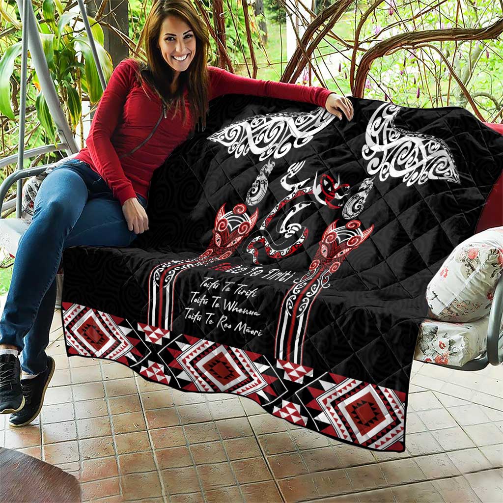 Aotearoa Toitu Te Tiriti-Maori Taniwha Quilt Toitu Te Whenua Toitu Te Reo Maori LT03 - Polynesian Pride