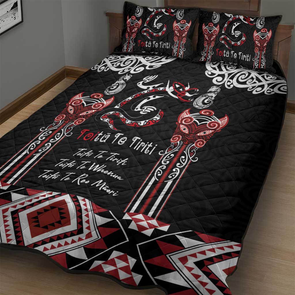Aotearoa Toitu Te Tiriti-Maori Taniwha Quilt Bed Set Toitu Te Whenua Toitu Te Reo Maori LT03 - Polynesian Pride