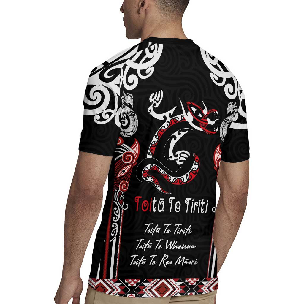 Aotearoa Toitu Te Tiriti-Maori Taniwha Rugby Jersey Toitu Te Whenua Toitu Te Reo Maori