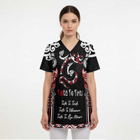 Aotearoa Toitu Te Tiriti-Maori Taniwha Scrub Top Toitu Te Whenua Toitu Te Reo Maori LT03 - Polynesian Pride