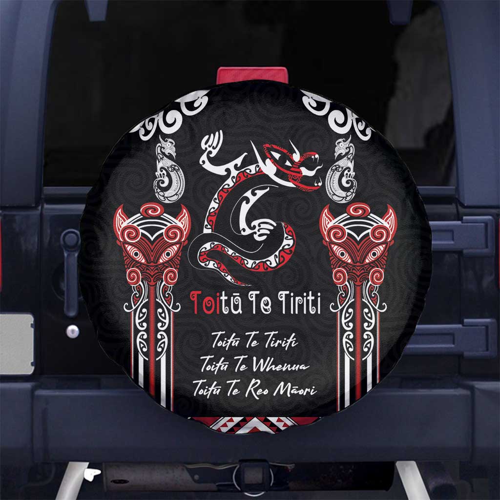 Aotearoa Toitu Te Tiriti-Maori Taniwha Spare Tire Cover Toitu Te Whenua Toitu Te Reo Maori