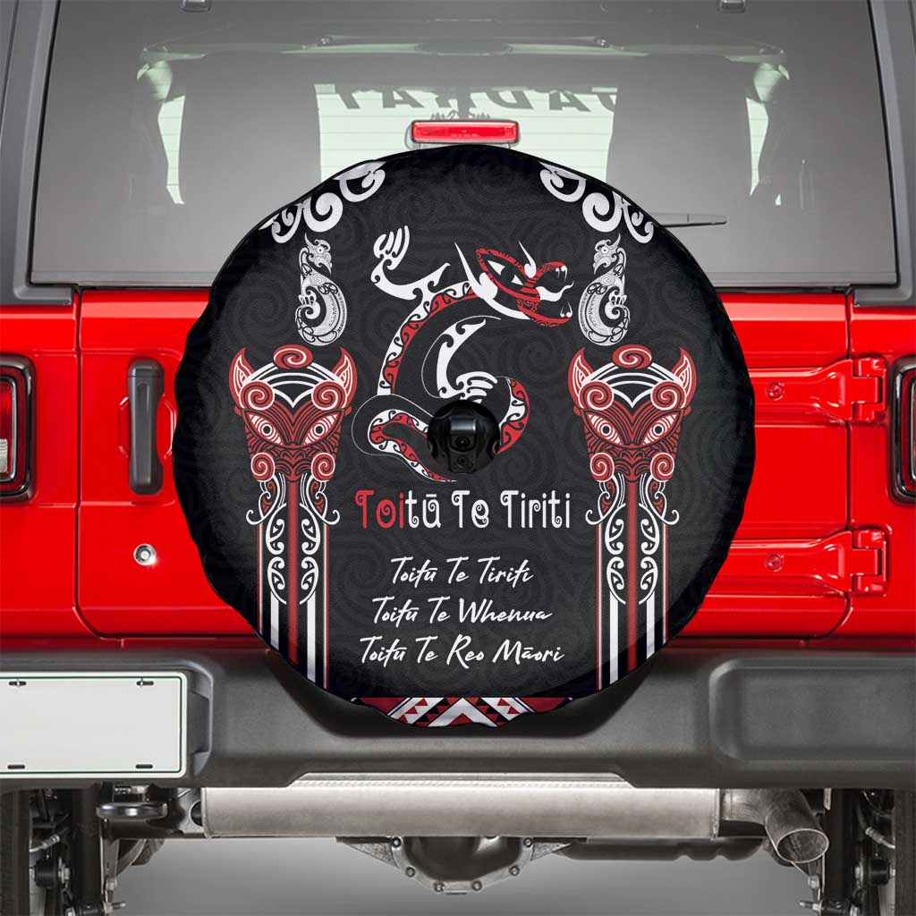 Aotearoa Toitu Te Tiriti-Maori Taniwha Spare Tire Cover Toitu Te Whenua Toitu Te Reo Maori
