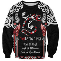 Aotearoa Toitu Te Tiriti-Maori Taniwha Sweatshirt Toitu Te Whenua Toitu Te Reo Maori LT03 Unisex Black - Polynesian Pride
