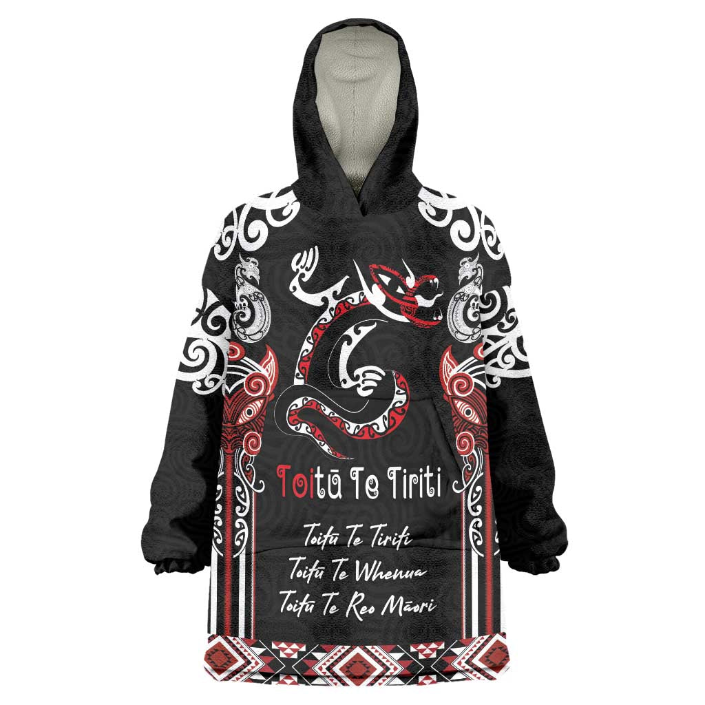 Aotearoa Toitu Te Tiriti-Maori Taniwha Wearable Blanket Hoodie Toitu Te Whenua Toitu Te Reo Maori
