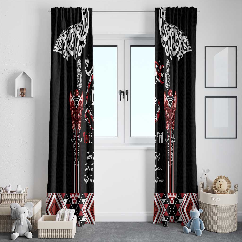 Aotearoa Toitu Te Tiriti-Maori Taniwha Window Curtain Toitu Te Whenua Toitu Te Reo Maori