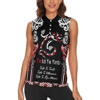 Aotearoa Toitu Te Tiriti-Maori Taniwha Women Sleeveless Polo Shirt Toitu Te Whenua Toitu Te Reo Maori