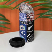 Personalised Aotearoa and Samoa Together 4 in 1 Can Cooler Tumbler Tatau Art Tattoos-Taniko and Tukutuku with Maori Pattern