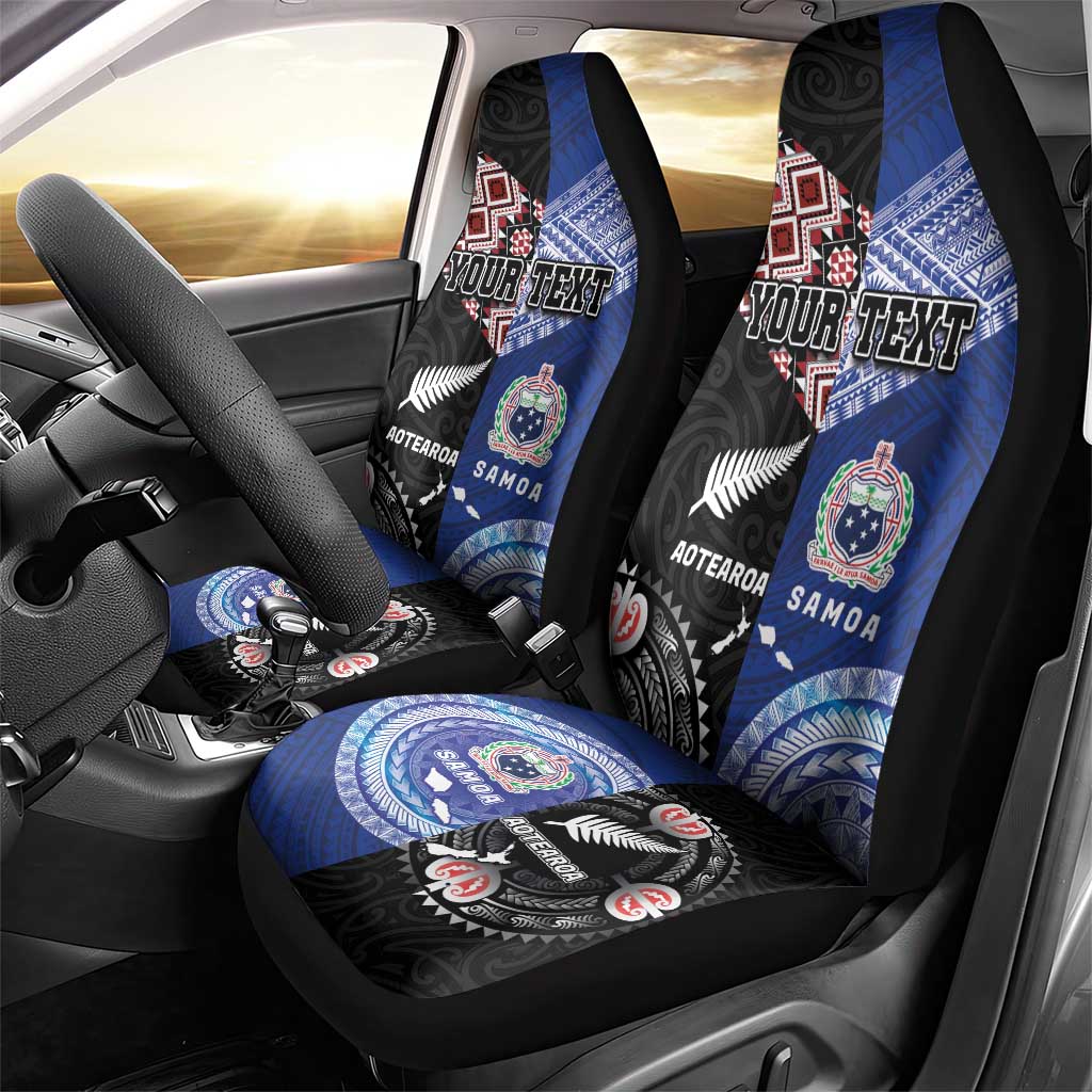 Personalised Aotearoa and Samoa Together Car Seat Cover Tatau Art Tattoos-Taniko and Tukutuku with Maori Pattern