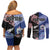 Personalised Aotearoa and Samoa Together Couples Matching Off Shoulder Short Dress and Long Sleeve Button Shirt Tatau Art Tattoos-Taniko and Tukutuku with Maori Pattern