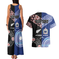 Personalised Aotearoa and Samoa Together Couples Matching Tank Maxi Dress and Hawaiian Shirt Tatau Art Tattoos-Taniko and Tukutuku with Maori Pattern