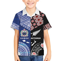 Personalised Aotearoa and Samoa Together Kid Hawaiian Shirt Tatau Art Tattoos-Taniko and Tukutuku with Maori Pattern