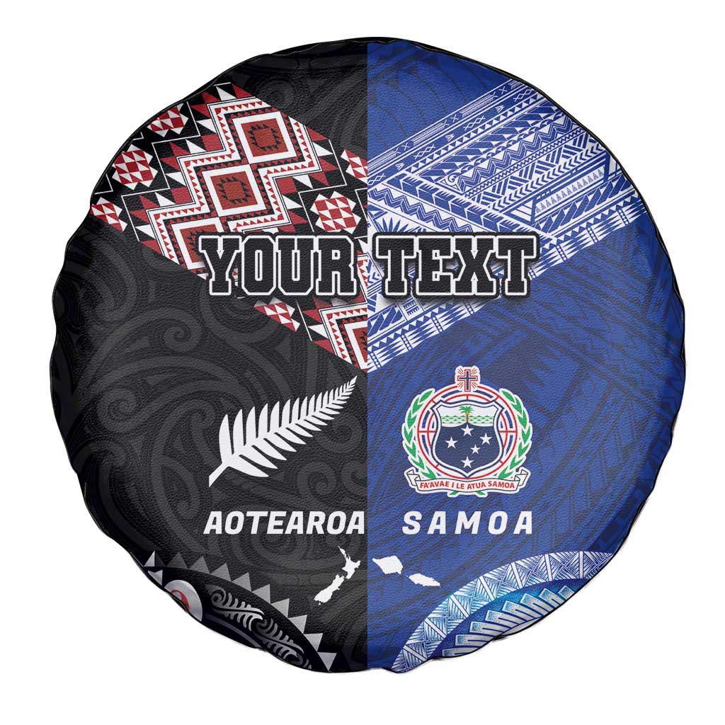 Personalised Aotearoa and Samoa Together Spare Tire Cover Tatau Art Tattoos-Taniko and Tukutuku with Maori Pattern