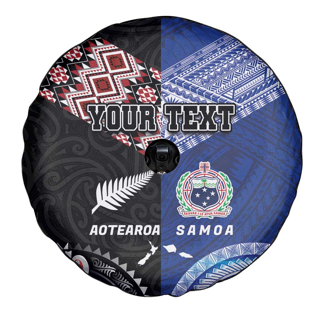 Personalised Aotearoa and Samoa Together Spare Tire Cover Tatau Art Tattoos-Taniko and Tukutuku with Maori Pattern
