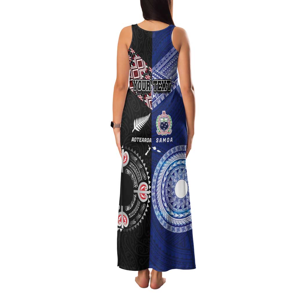 Personalised Aotearoa and Samoa Together Tank Maxi Dress Tatau Art Tattoos-Taniko and Tukutuku with Maori Pattern