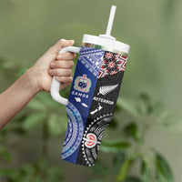 Personalised Aotearoa and Samoa Together Tumbler With Handle Tatau Art Tattoos-Taniko and Tukutuku with Maori Pattern