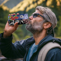 Custom Aotearoa and Samoa Rugby 4 in 1 Can Cooler Tumbler Maori Warrior and Teuila Emblem-Tatau with Taniko Art