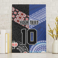 Custom Aotearoa and Samoa Rugby Canvas Wall Art Maori Warrior and Teuila Emblem-Tatau with Taniko Art