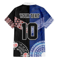 Custom Aotearoa and Samoa Rugby Family Matching Puletasi and Hawaiian Shirt Maori Warrior and Teuila Emblem-Tatau with Taniko Art