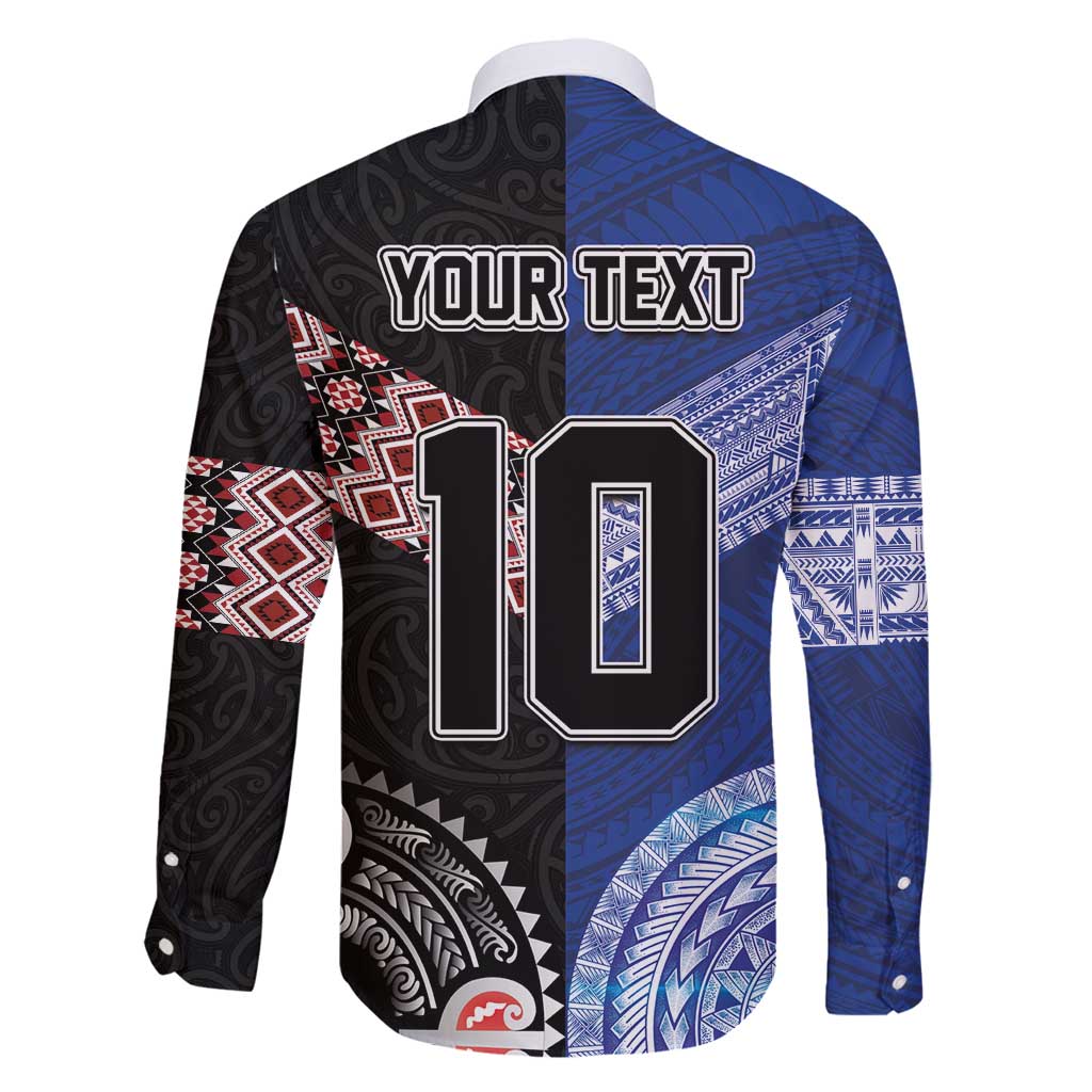 Custom Aotearoa and Samoa Rugby Family Matching Puletasi and Hawaiian Shirt Maori Warrior and Teuila Emblem-Tatau with Taniko Art