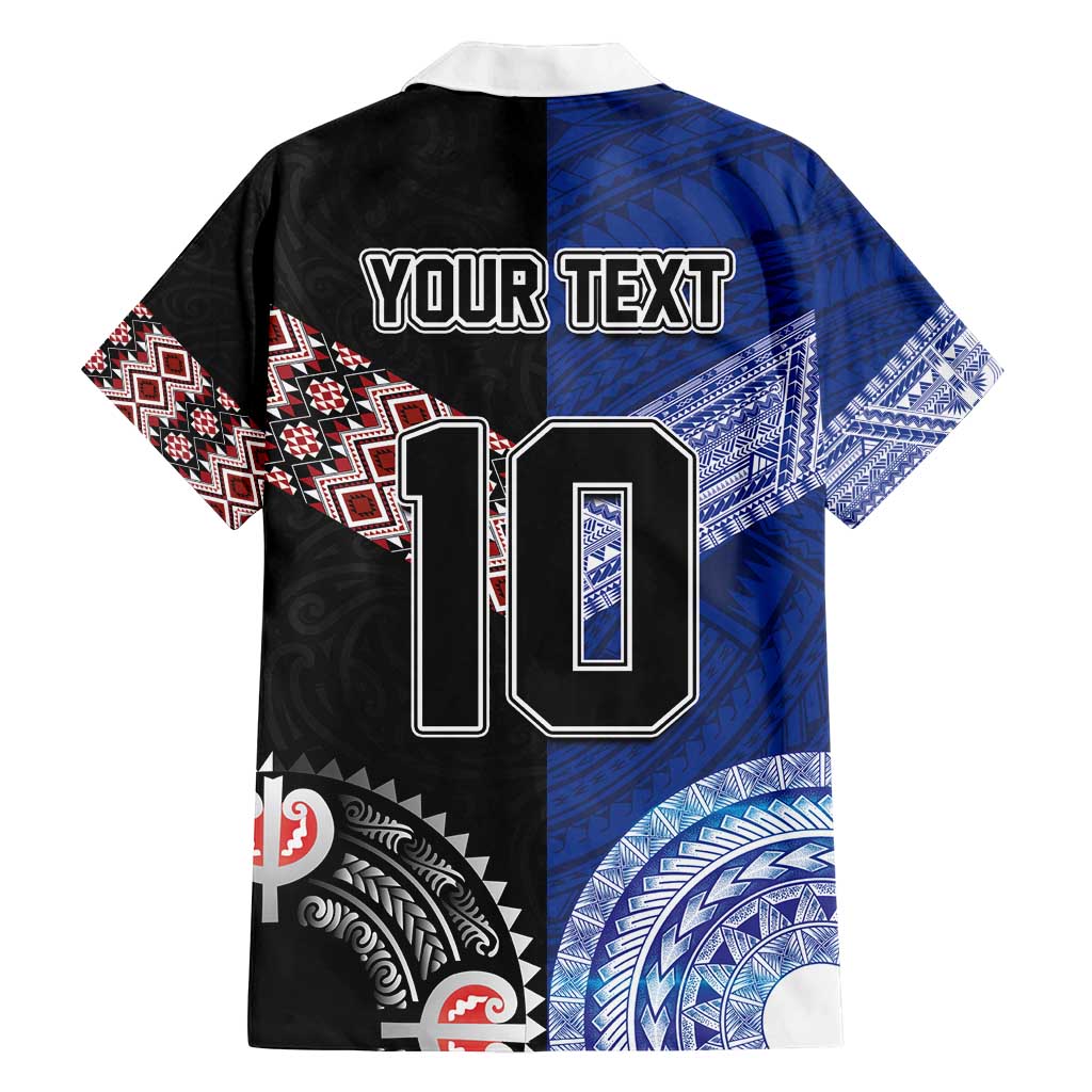 Custom Aotearoa and Samoa Rugby Family Matching Tank Maxi Dress and Hawaiian Shirt Maori Warrior and Teuila Emblem-Tatau with Taniko Art