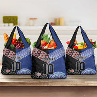 Custom Aotearoa and Samoa Rugby Grocery Bag Maori Warrior and Teuila Emblem-Tatau with Taniko Art