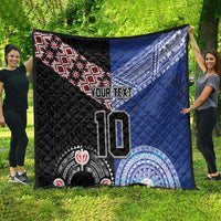 Custom Aotearoa and Samoa Rugby Quilt Maori Warrior and Teuila Emblem-Tatau with Taniko Art
