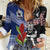 Custom Aotearoa and Samoa Rugby Women Casual Shirt Maori Warrior and Teuila Emblem-Tatau with Taniko Art
