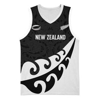Custom NZ Rugby Basketball Jersey Koru and Silver Fern Sporty Style