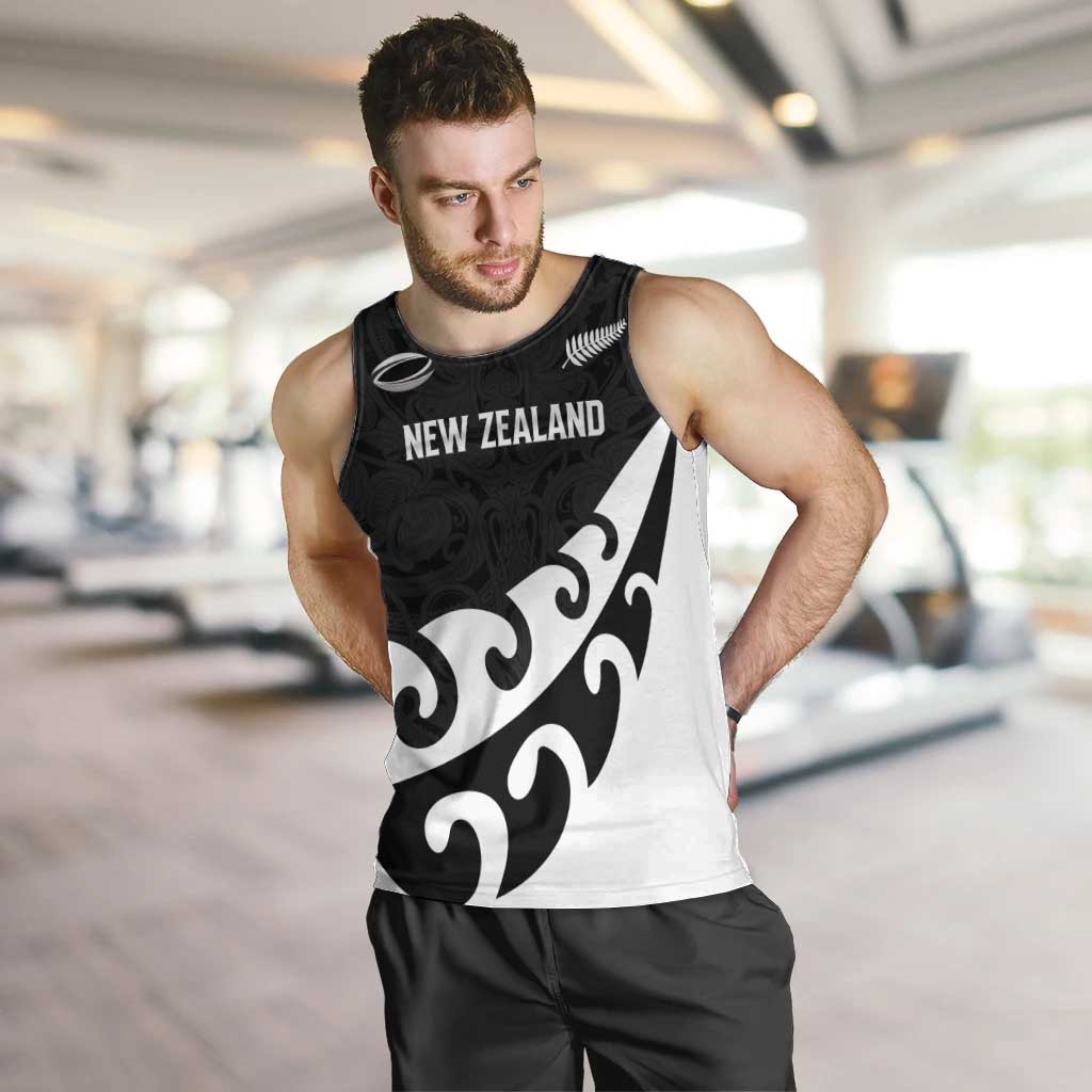 Custom NZ Rugby Men Tank Top Koru and Silver Fern Sporty Style