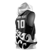 Custom NZ Rugby Sleeveless Hoodie Koru and Silver Fern Sporty Style