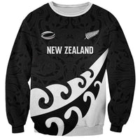 Custom NZ Rugby Sweatshirt Koru and Silver Fern Sporty Style