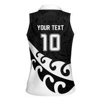 Custom NZ Rugby Women Sleeveless Polo Shirt Koru and Silver Fern Sporty Style