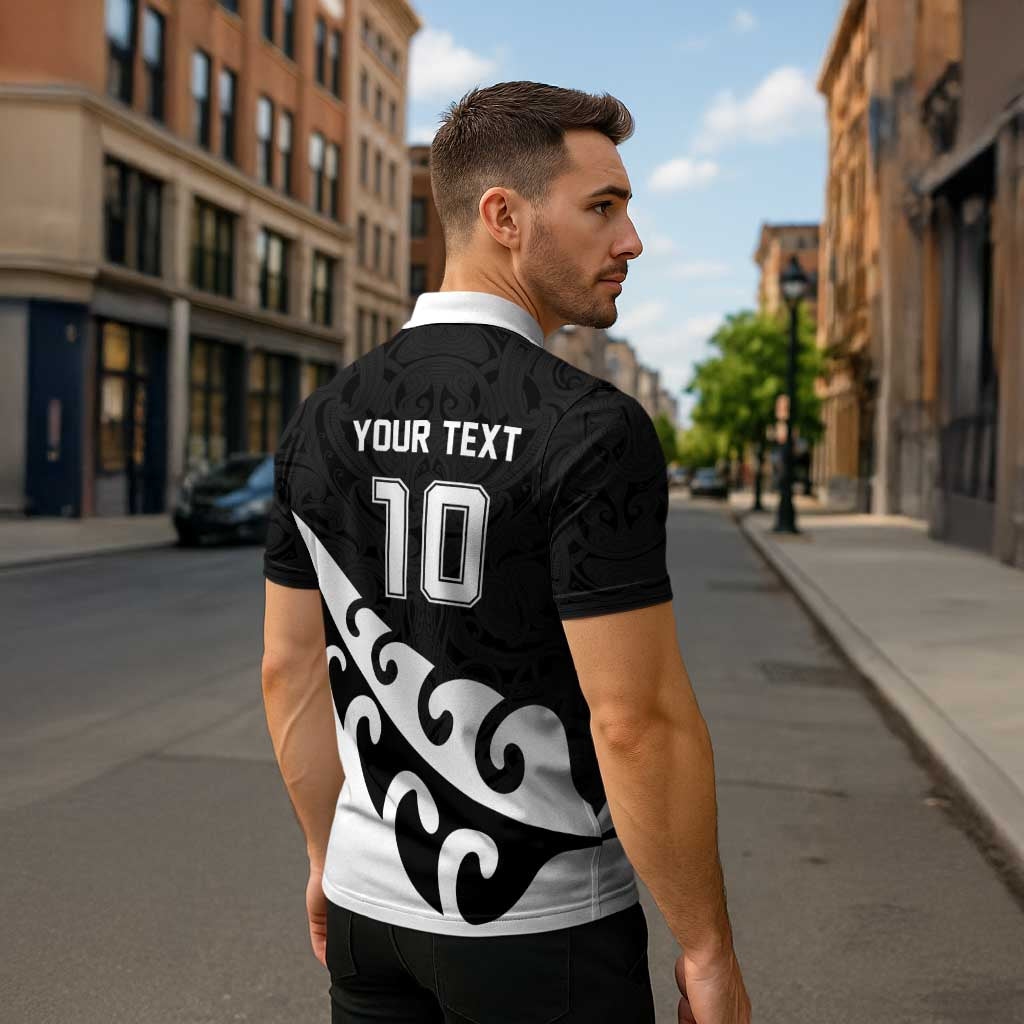 Custom NZ Rugby Zipper Polo Shirt Koru and Silver Fern Sporty Style