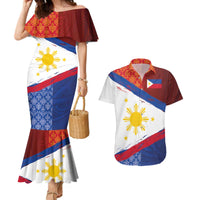 Philippines National Flag Day Couples Matching Mermaid Dress and Hawaiian Shirt Polynesian and Yakan Tattoo Brush Style