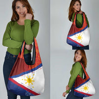 Philippines National Flag Day Grocery Bag Polynesian and Yakan Tattoo Brush Style