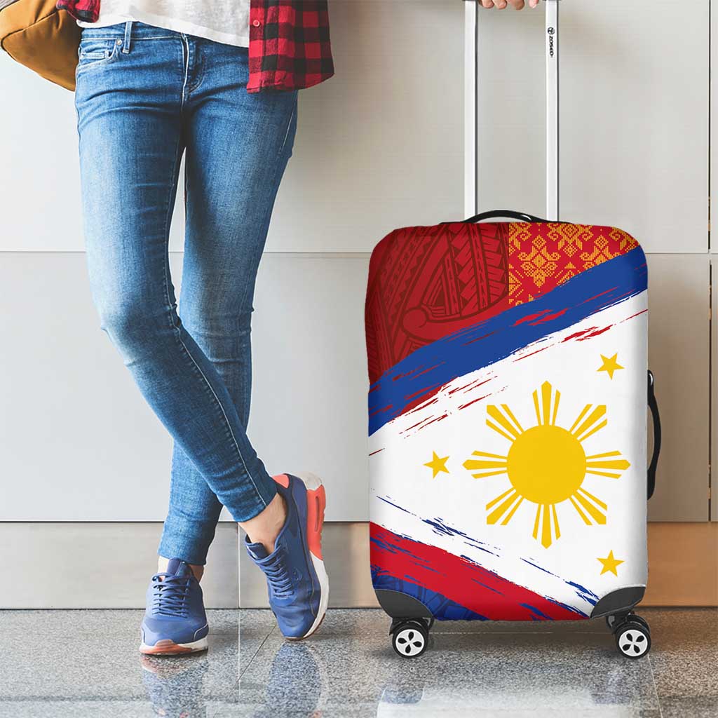 Philippines National Flag Day Luggage Cover Polynesian and Yakan Tattoo Brush Style