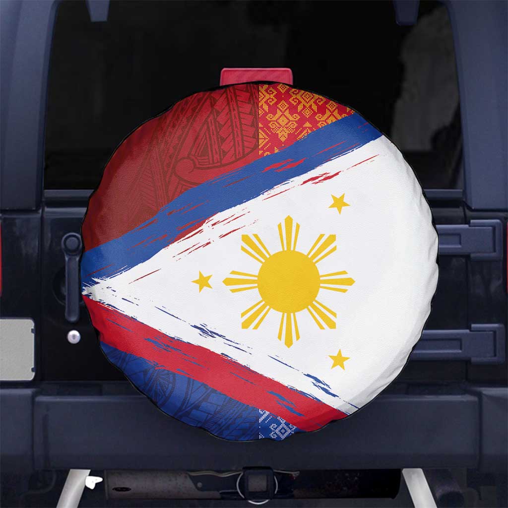 Philippines National Flag Day Spare Tire Cover Polynesian and Yakan Tattoo Brush Style
