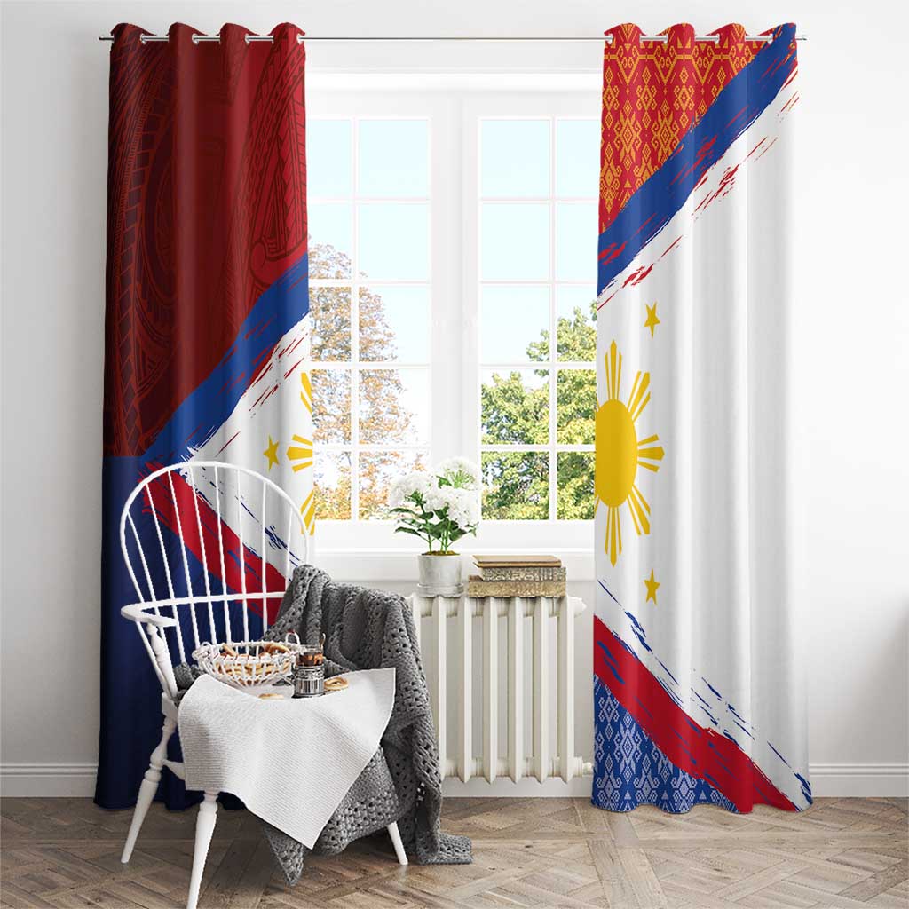 Philippines National Flag Day Window Curtain Polynesian and Yakan Tattoo Brush Style