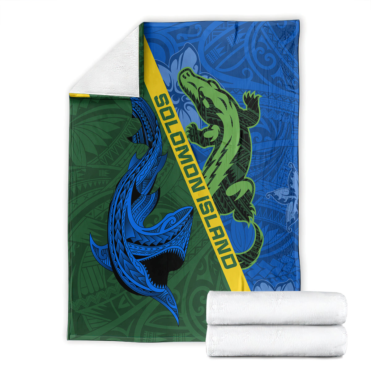 Solomon Island Crocodile and Shark Blanket Polynesian Pattern