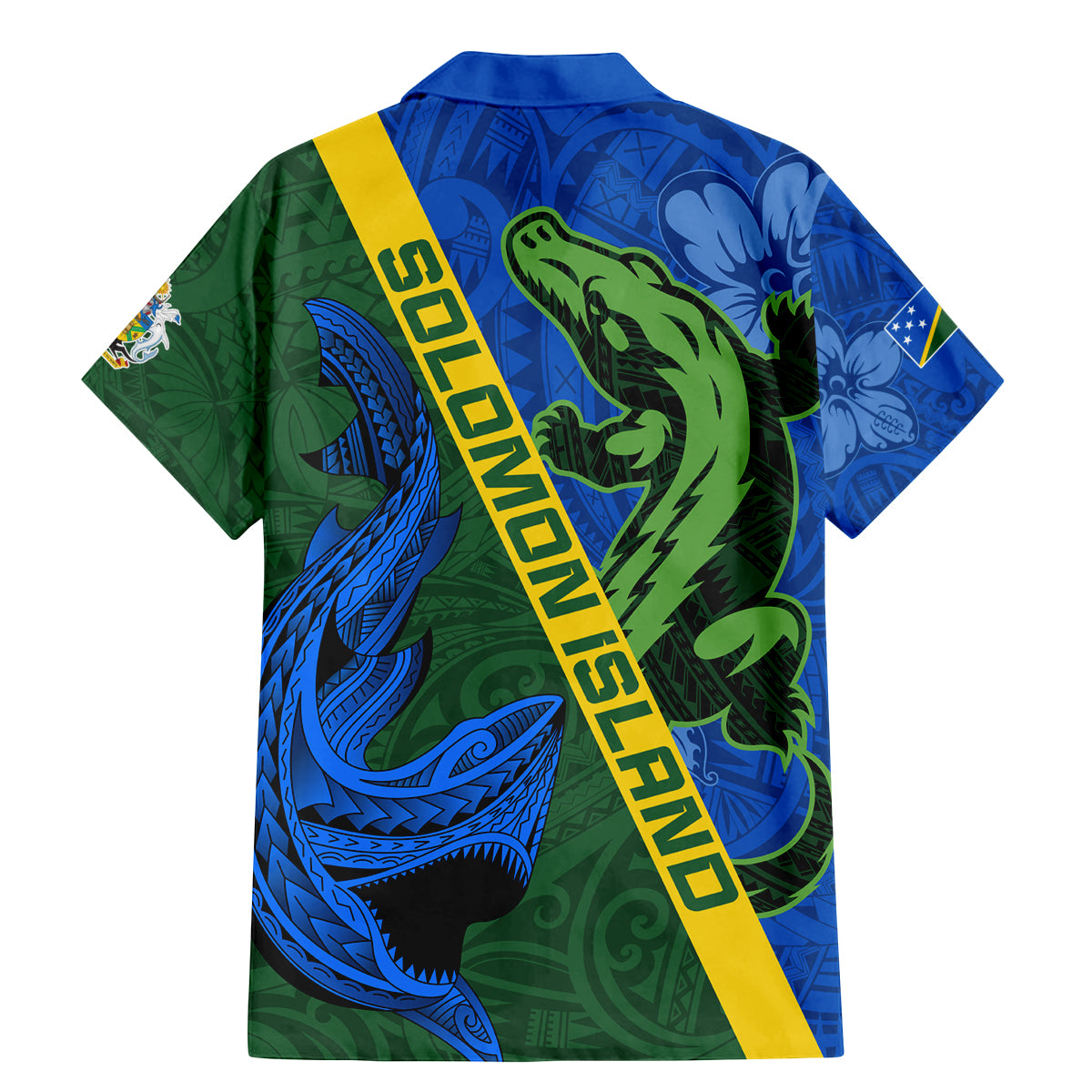 Solomon Island Crocodile and Shark Family Matching Mermaid Dress and Hawaiian Shirt Polynesian Pattern