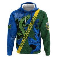 Solomon Island Crocodile and Shark Zip Hoodie Polynesian Pattern LT03 Pullover Hoodie Blue - Polynesian Pride