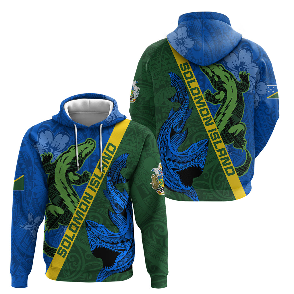 Solomon Island Crocodile and Shark Zip Hoodie Polynesian Pattern LT03 - Polynesian Pride