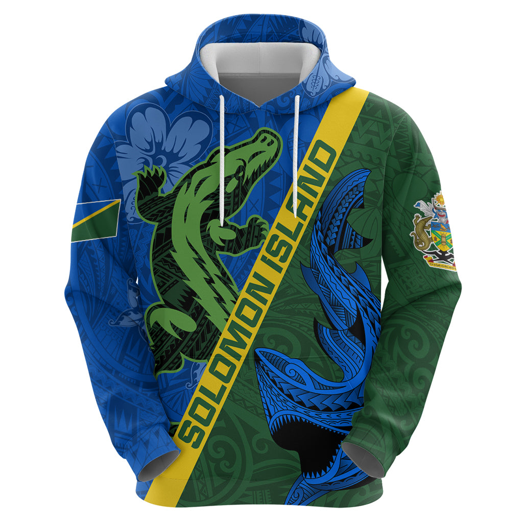 Solomon Island Crocodile and Shark Zip Hoodie Polynesian Pattern LT03 - Polynesian Pride