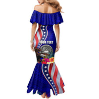Personalised American Samoa and United States Mermaid Dress Bald Eagle and Seal Hibiscus Polynesian Pattern
