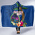 Guam Liberation Day 80th Anniversary Hooded Blanket Palm Tree and Seal Artwork Hibiscus Polynesian Pattern